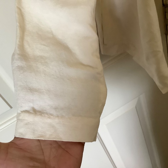 H by Halston Draped Zip Front Linen Blend Blazer Ecru SZ 14 - Picture 13 of 16